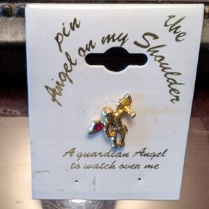 Guardian Angel Pin With Red Jewel